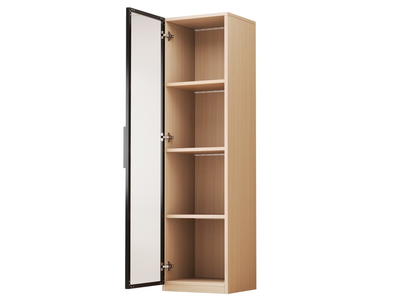  Vitrine de rangement, avec éclairage led, 40 x 40 x 165 cm, portes vitrées, fermeture douce, en mdf et verre trempé, pour intérieur  - Conforama C