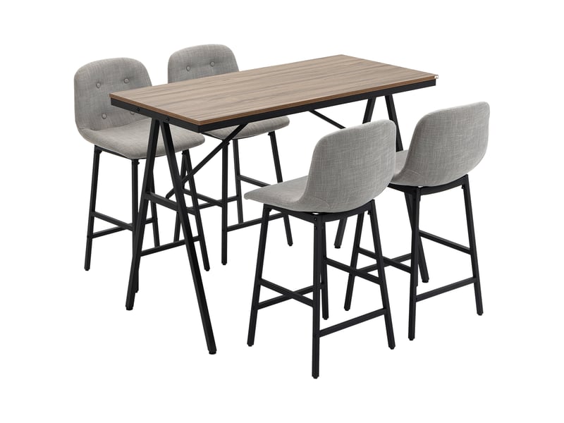  Ensemble table de bar avec tabourets table à manger debout avec 4 chaises rembourrées  - Conforama B