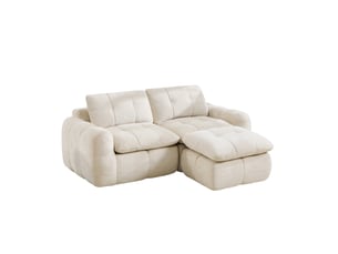 Canapé d'angle modulaire 2 places 194x160x68 cm en chenille beige