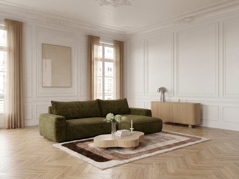 Bobochic canapé d'angle réversible convertible honore tissu chenille vert HONORE - Conforama D