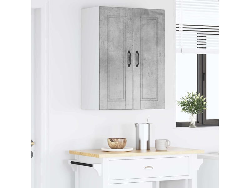 Meuble mural de cuisine | armoire de cuisine 2 pcs gris béton bois d'ingénierie shl4212 - Conforama D