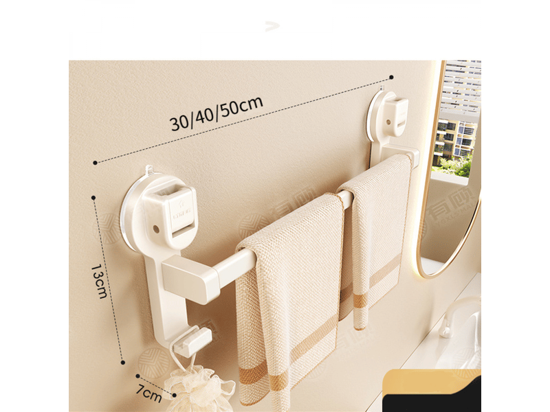  Barre porte-serviettes à ventouse, porte-serviettes de salle de bain amovible, porte-serviettes mural, tige simple blanc laiteux 30 cm XLH-LJY-002153JY - Conforama B