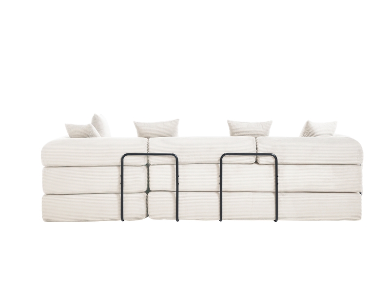 Canapé modulaire avec rangement 270x180x64 cm en velours côtelé beige, 3 places et modules séparables  - Conforama W