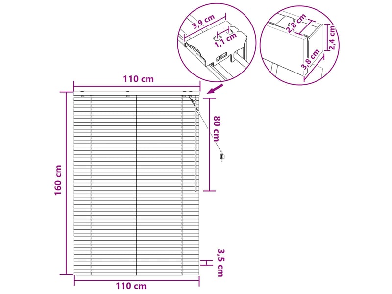 Store vénitien, store de fenêtre blanc 110 x 160 cm 35 mm cf47686 - Conforama E