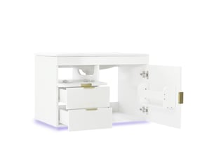 Meuble salle de bain suspendu 76 cm blanc avec led et vasque