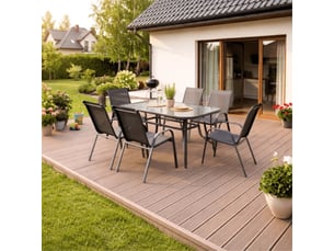 Ensemble de mobilier de jardin avec 6 chaises et table en verre et