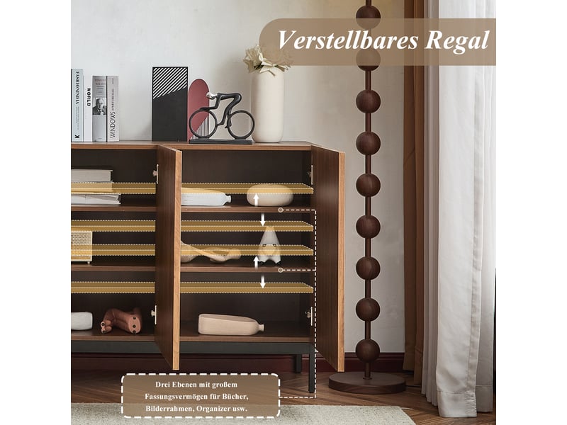  Buffet 3 portes avec ouverture push-to-open et anti-basculement 150x40x80 cm N635P23793739N - Conforama E