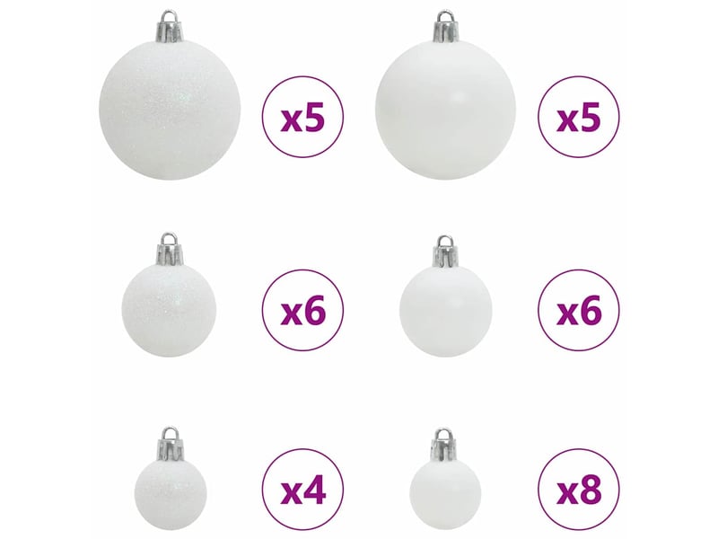  Ensemble de boules de noël 61 pc 150 led blanc chaud ø 6 cm cf61843  - Conforama D