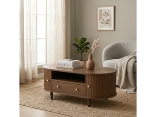 Table basse ovale coloris bois foncé <strong>URBAN MEUBLE</strong> <strong></strong> - 100 cmx100 cm
