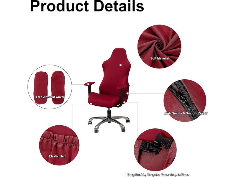  Housse de chaise élastique pour chaise esports, housse de protection pour chaise de jeu rouge  - Conforama C