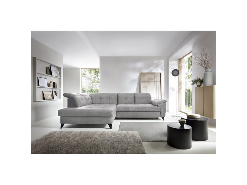  Canapé d'angle gris 5 places angle gauche têtières réglables inferno  - Conforama E