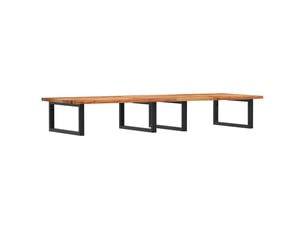 Étagère de vasque murale acier et bois massif d'acacia shl3713