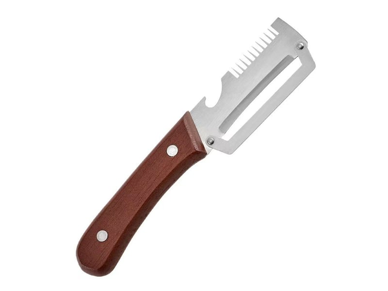 Coupe-oignons verts multifonction et éplucheur, manche robuste en bois massif, outil de découpe et d'épluchage pour la cuisine, éplucheur 3-en-1 - Conforama A