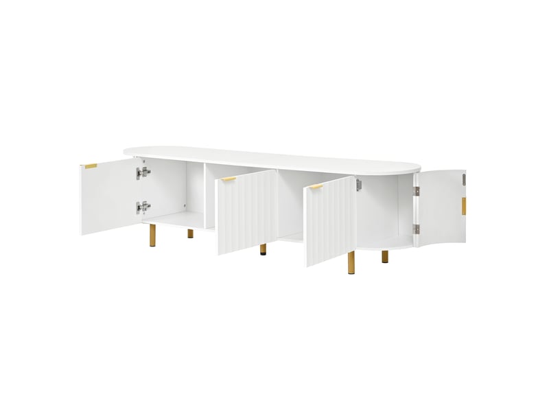  Meuble tv bas à 5 portes en mdf 170x40x47 cm blanc  - Conforama D