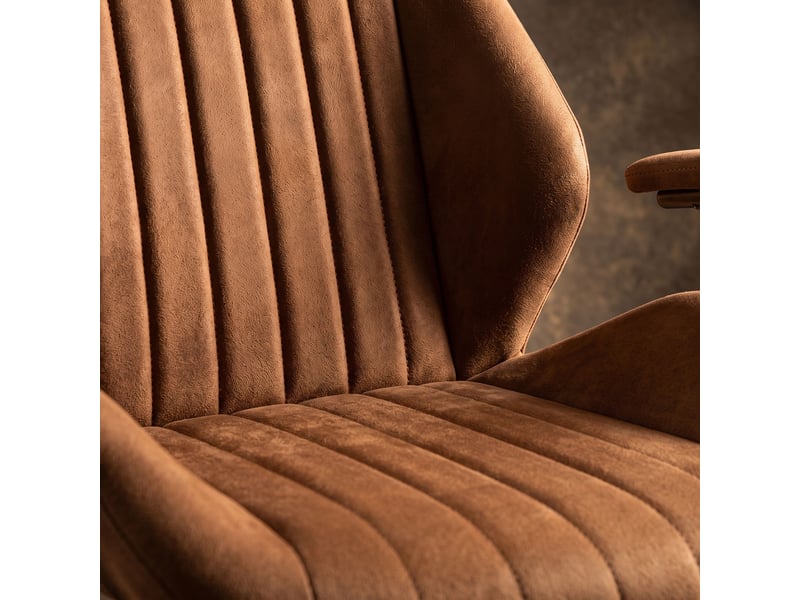  Havana - fauteuil de bureau 45 x 92 x 37 cm, style industriel chic, en daim avec piètement étoile en bronze brossé  - Conforama C