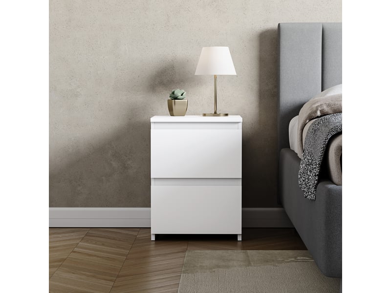  Table de chevet denver, commode de nuit, chambre, rangement, grand, 2 tiroirs, blanc 3331835 - Conforama C