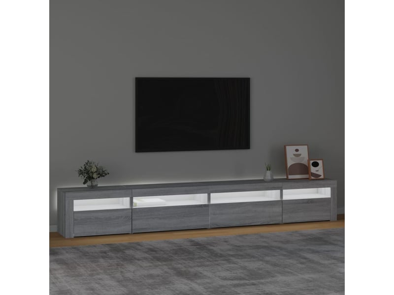  Meuble tv - banc tv - meuble de rangement avec lumières led sonoma gris 270x35x40 cm  - Conforama C