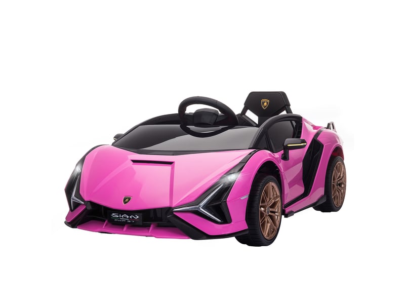  Voiture électrique enfants de sport véhicule électrique lamborghini sian 12 v - v. Max. 5 kmh avec télécommande 2,4g effets sonores + lumineux rose  - Conforama B