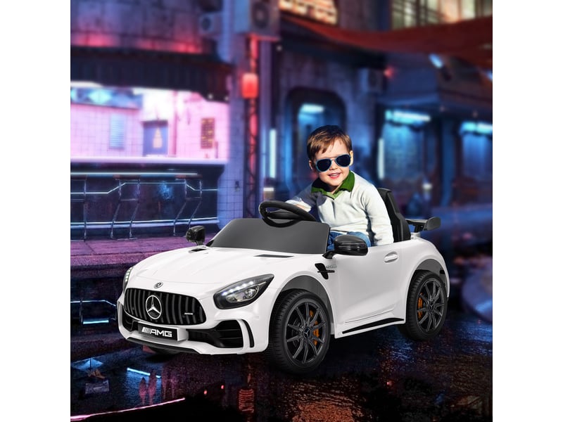  Voiture électrique enfants sous licence mercedes-benz amg gtr 12v télécommande 2,4g max. 5 kmh 108 x 67 x 46 cm blanc  - Conforama C