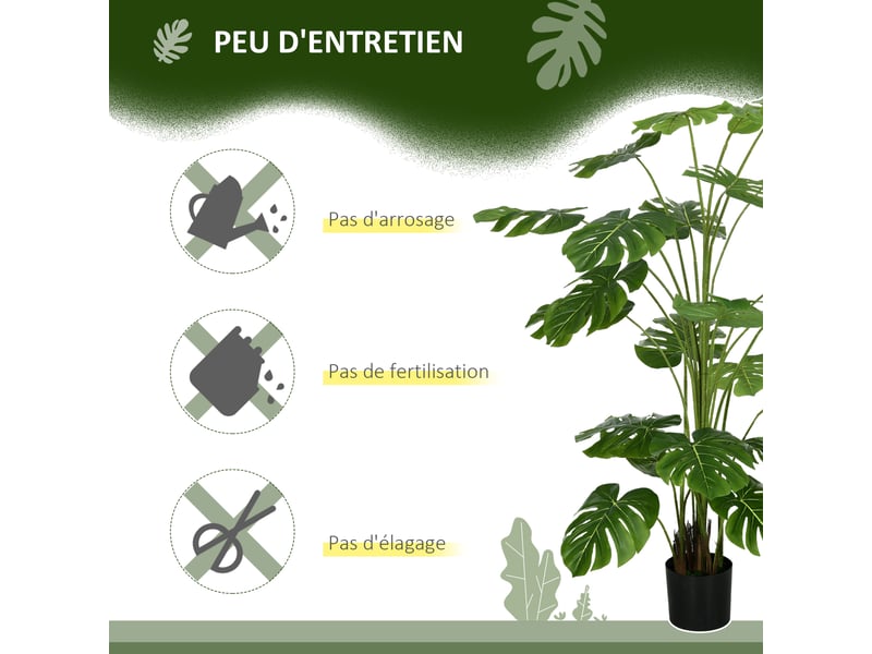  Plante artificielle arbre artificiel monstera deliciosa avec pot hauteur inclus 180 cm intérieure vert  - Conforama R