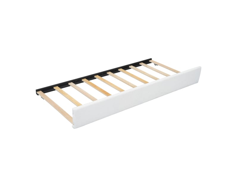  Lit gigogne,lit plat pour enfants en polaire circulaire et mdf 90x200cm,style simple,blanc lit enfant blanc - Conforama E