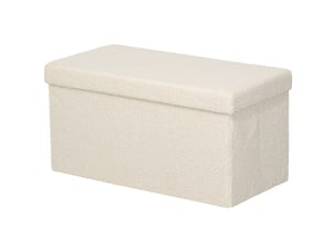Banc coffre de rangement pliable en mdf blanc crème 76 x 38 x 38 cm