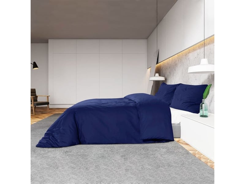 Ensemble de housse de couette bleu marine 140x200 cm microfibre - Conforama C