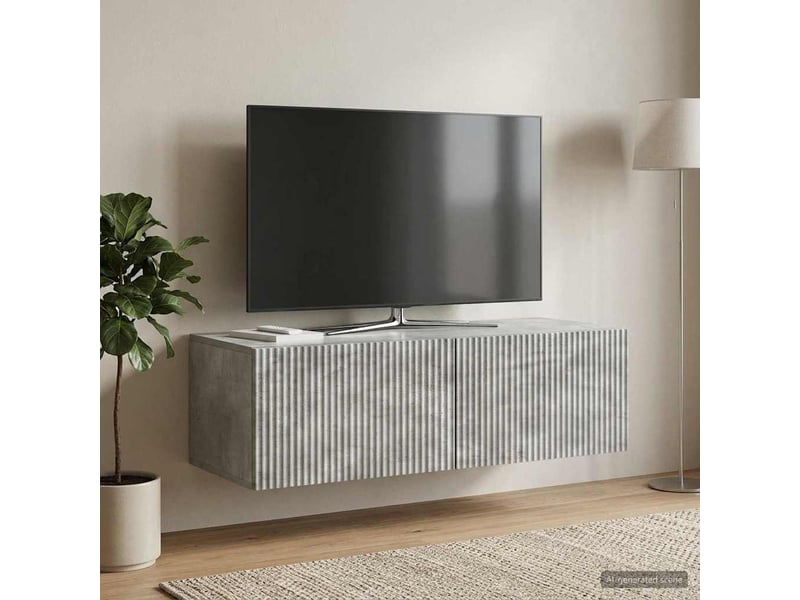  Meuble tv - banc tv - meuble de rangement mural 98 x 41 x 30 cm gris béton bois d'ingénierie  - Conforama D