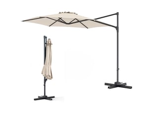 3m parasol de jardin extérieur, anti uv & résistant au vent, parasol déporté hexagonal, rotatif 360°, parasols avec pied croix, pour cour, terrasse