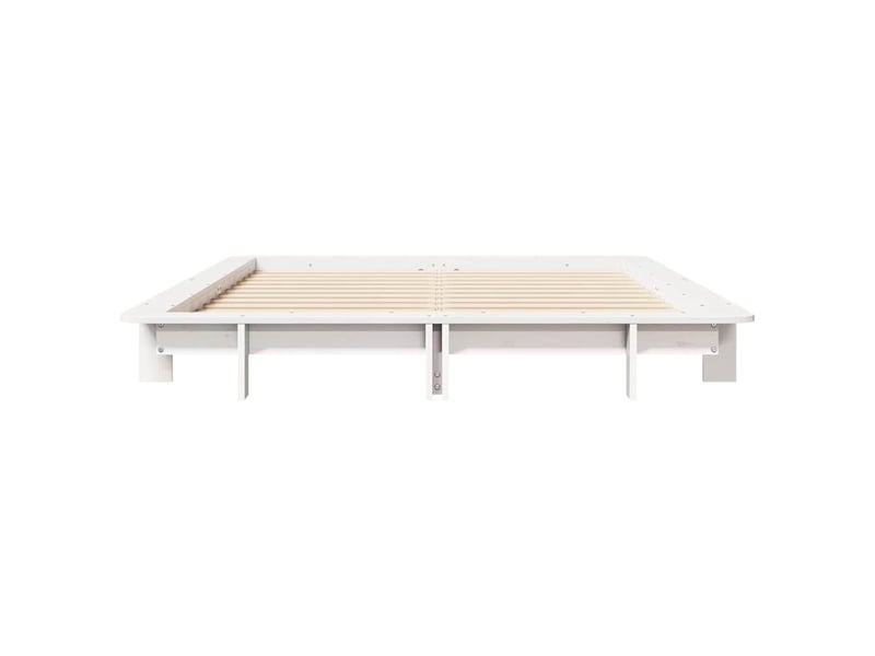  Lit double- lit adulte -  cadre de lit sans matelas blanc 150x200 cm bois de pin massif  - Conforama C
