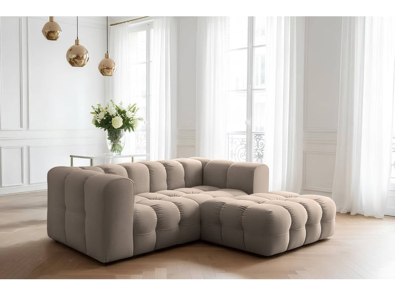 Canapé d'angle droit miloe mini 3 places en velours - taupe MILOE - Conforama B
