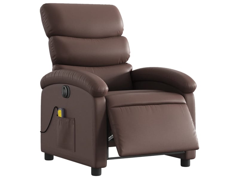  Fauteuil de relaxation tv fonction massage inclinable électrique 6 points de massage en pvc marron dec027200  - Conforama C