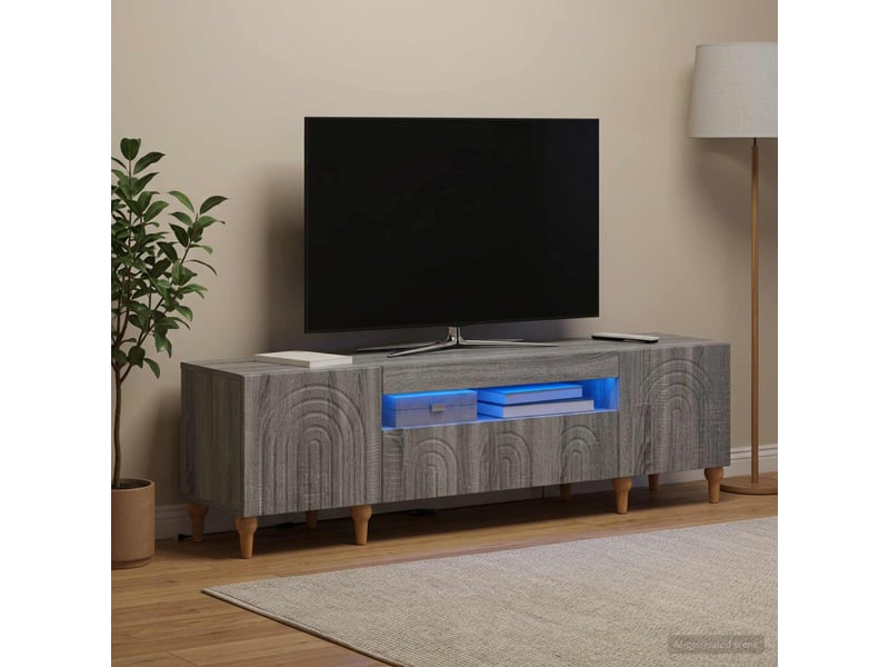 Meuble tv - banc tv - meuble de rangement led sonoma gris bois d'ingénierie - Conforama B