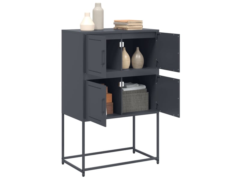  Buffet - bahut - meuble de rangement anthracite 68,5x38,5x107 cm acier  - Conforama E