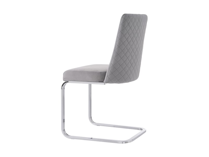  Lot de 2 chaises de salle à manger en velours gris, dossier matelassé diamant, pieds métal argentés Jamama eleni - Conforama W