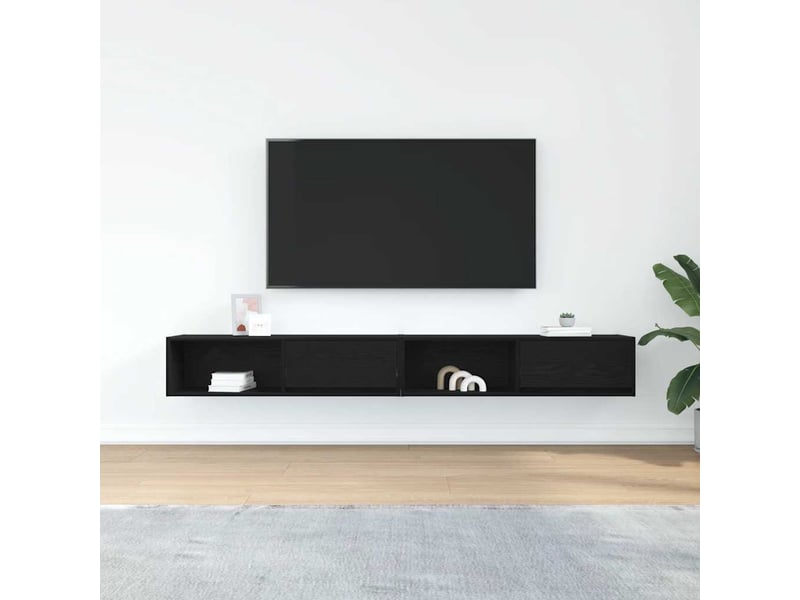  Meuble tv - banc tv - meuble de rangement 2 pcs chêne noir 100x31x25,5 cm bois d'ingénierie  - Conforama C