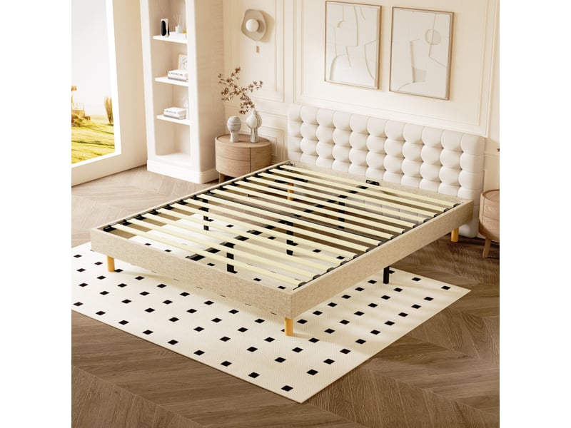  Sommier tapissier 160x200cm , 14 lattes, comfort, beige  - Conforama E