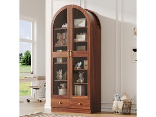 Vitrine coloris bois foncé <strong></strong> <strong>Fay Lum</strong> - 76 cmx180 cm