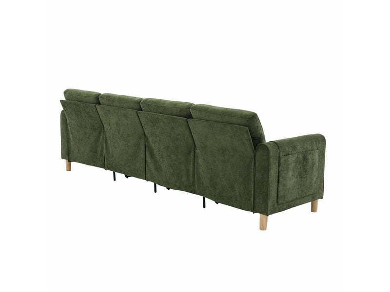  Canapé modulable modenvie 4 places en chenille vert avec 2 poufs de rangement 261 x 77 x 86 cm  - Conforama E