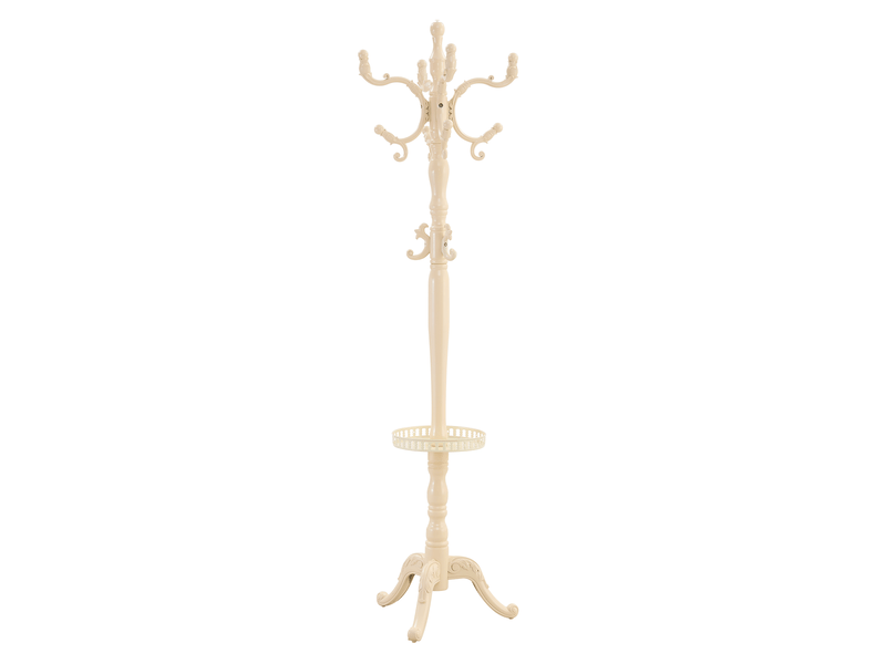  Portemanteau en bois massif blanc de 195 cm avec pieds antidérapants  - Conforama A