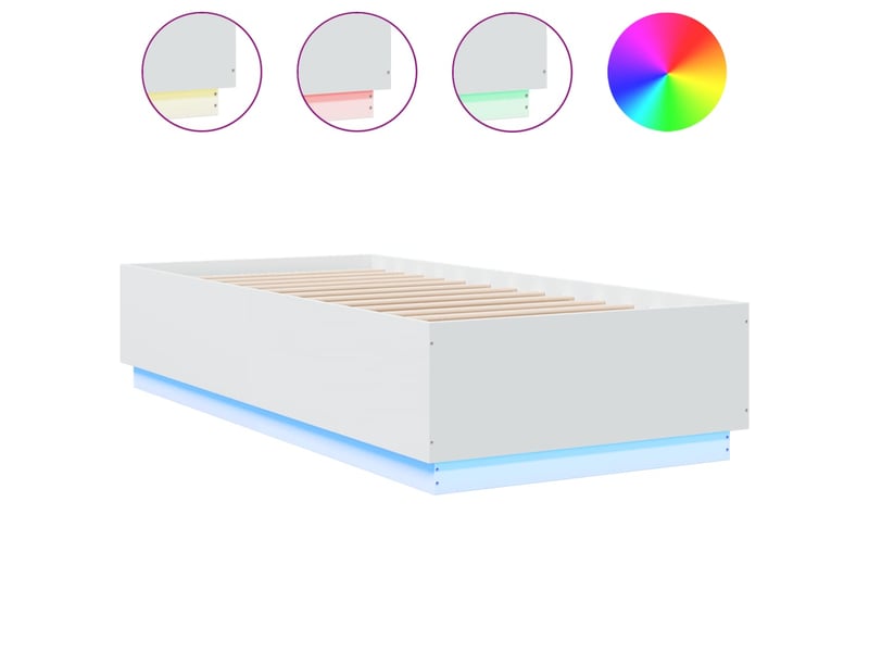  Lit simple- lit adulte -  cadre de lit avec led sans matelas blanc 100x200 cm  - Conforama A