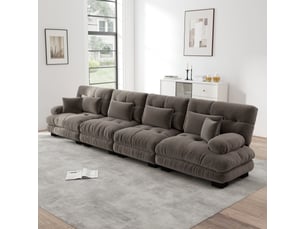 Canapé d'angle 4 places, avec fonction couchage, en tissu chenille, coloris marron, l406 x p77 x h81 cm, pour salon, gain de place