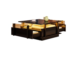 Table basse carré(e) coloris noir <strong>KORFEE</strong> <strong></strong> - 70 cmx70 cm