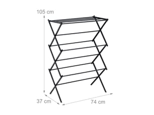 Étendoir à linge pliable peu encombrant pratique 105 x 74 x 37 cm en acier blanc 13_0016941