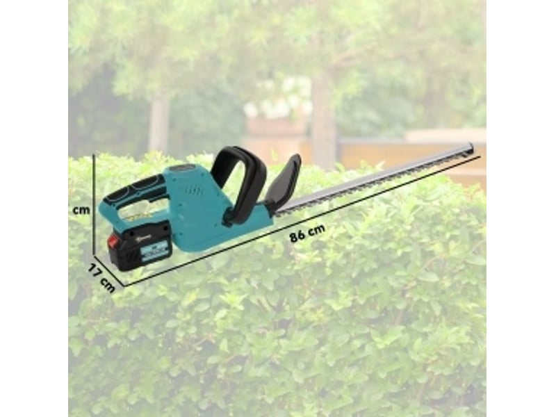  Taille-haies électrique sans fil 86 x 17 x 17 cm bleu en métal, lame 51 cm, moteur sans balais pour haies et arbustes  - Conforama C