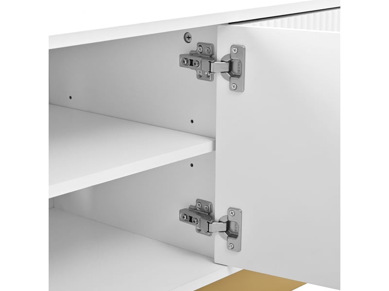  Meuble tv 170 cm avec façade texturée, angles arrondis, grand rangement et passe-câbles, design moderne  - Conforama B