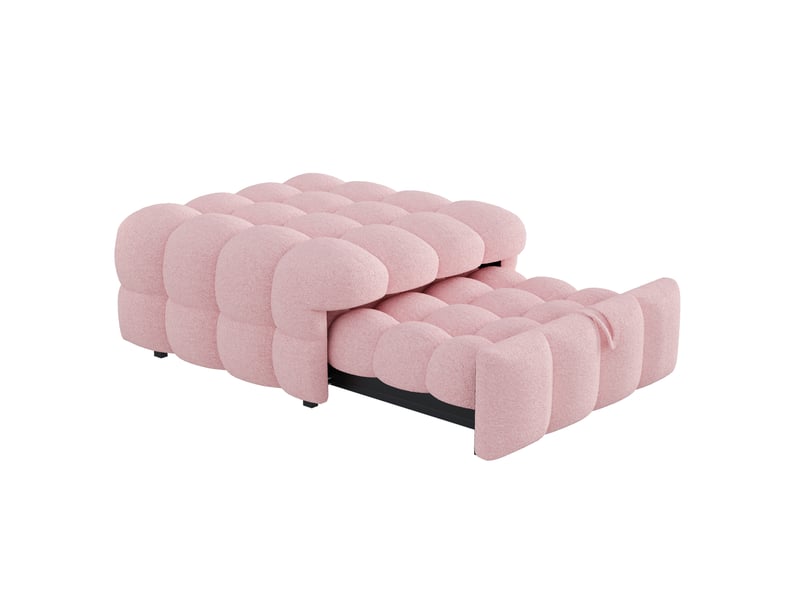  Lit banquette convertible 2-en-1, 183 x 76 x 42 cm, gain de place, mousse haute densité, confort tissu teddy, rose  - Conforama A