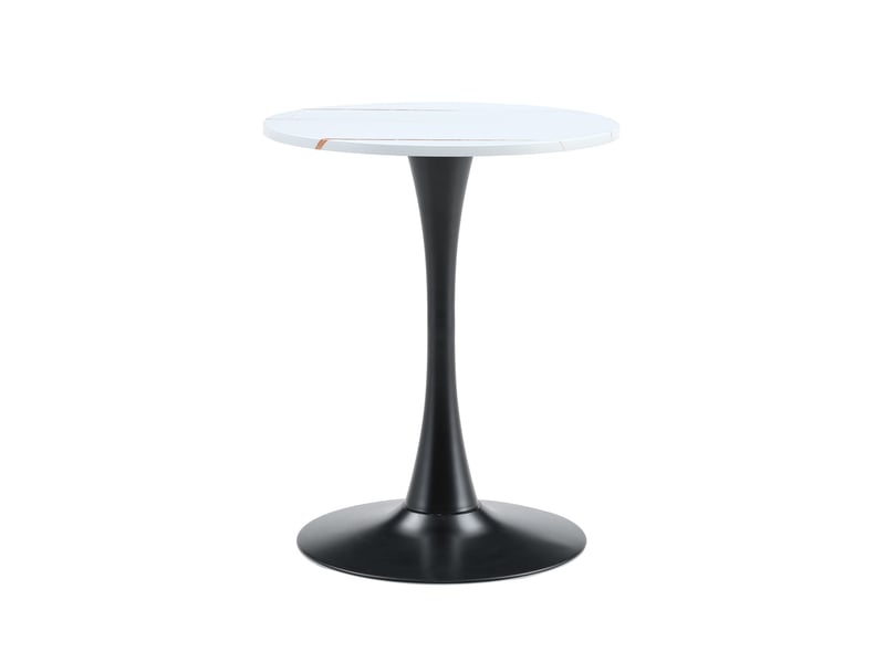  Table ronde, style mid-century table salle à manger table salon, pratique, plateau mdf, piètement métal, coloris noir  - Conforama A