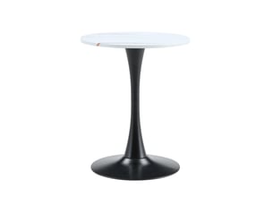 Table ronde, style mid-century table salle à manger table salon, pratique, plateau mdf, piètement métal, coloris noir