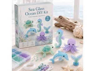 Kit diy bracelets en perles de verre dépoli, bijoux inspirés de la mer avec breloques, loisirs créatifs adultes et ados